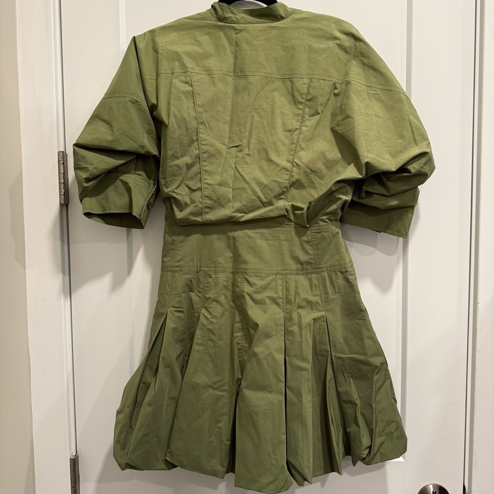 Simkhai Effie Bubble Mini Dress Olive Green Size 6 - Picture 13 of 13